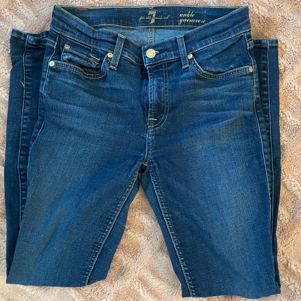 7 For All Mankind Blue Ankle Cropped Jeans